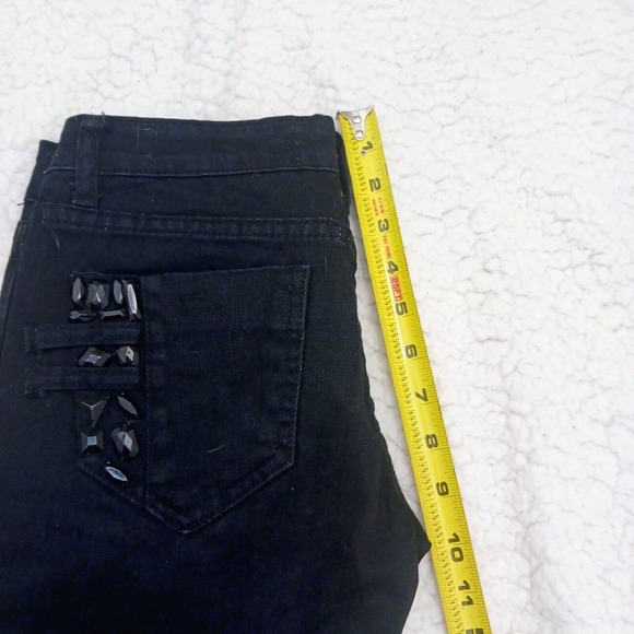 Prada BLACK Jeans MILANO Italy Sz 27  Embelished Jewels Pockets Straight Y2k - Picture 16 of 16